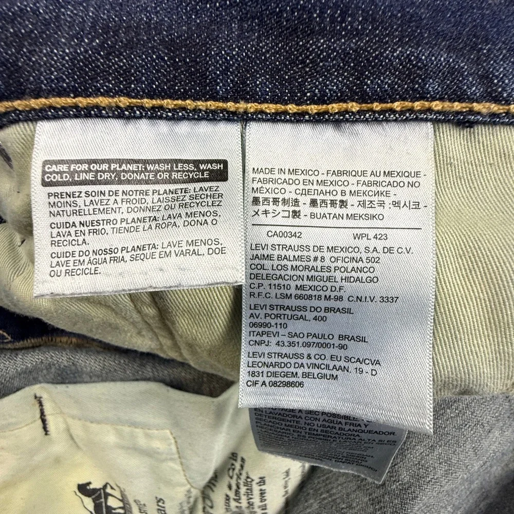 Levis 508 Regular Taper Jeans Mens 38x30 (Hemmed shorter) Dark‎ Wash Blue Denim